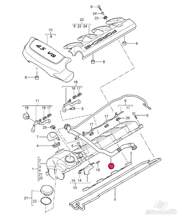 94810721503 Porsche Króciec wentylacji kadłuba (separatora oleju)