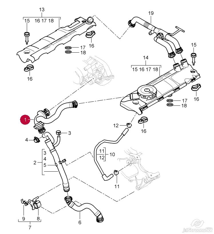 94810724702 Porsche Króciec wentylacji kadłuba (separatora oleju)