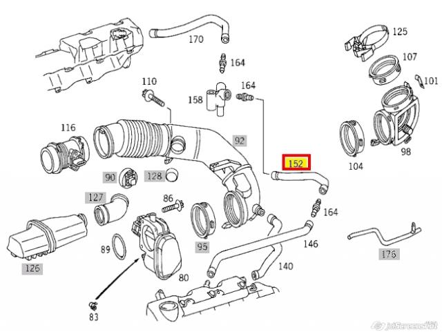 Króciec wentylacji kadłuba (separatora oleju) Mercedes 1120180282 cena, od 7,64 USD
