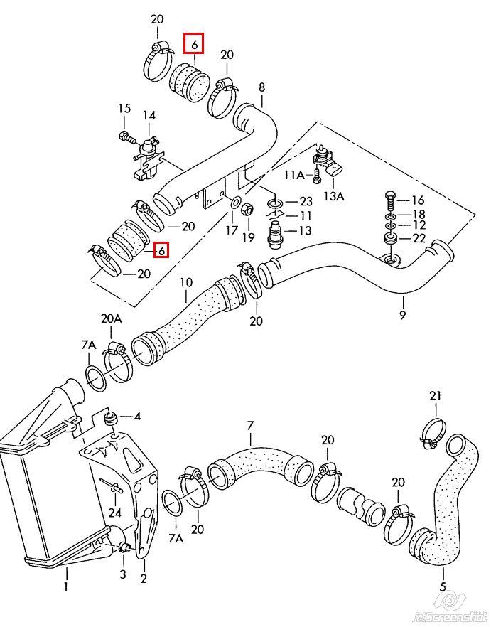 VW-TH083 Kautek przewód (króciec intercoolera górny)