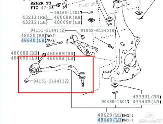 4864059015 Toyota wahacz zawieszenia przedniego dolny lewy