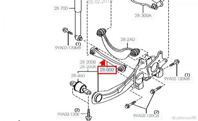 BP4K28500E Mazda Wahacz zawieszenia tylnego poprzeczny
