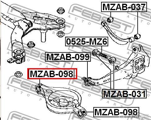 Silentblock wahacza tylnego dolnego Febest MZAB098 cena, od 10,61 USD