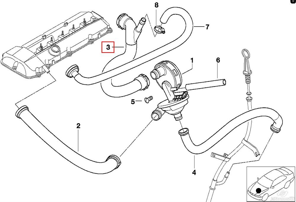 Króciec wentylacji kadłuba (separatora oleju) do BMW X5 (E53)