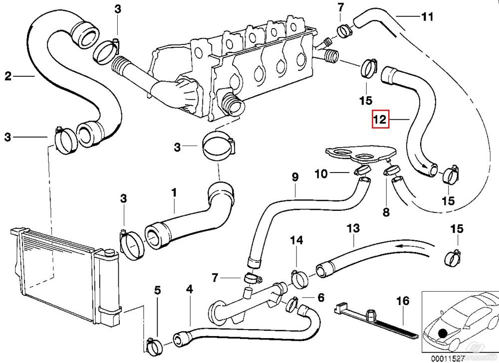 Przewód (króciec) układu chłodzenia do BMW 3 (E36)