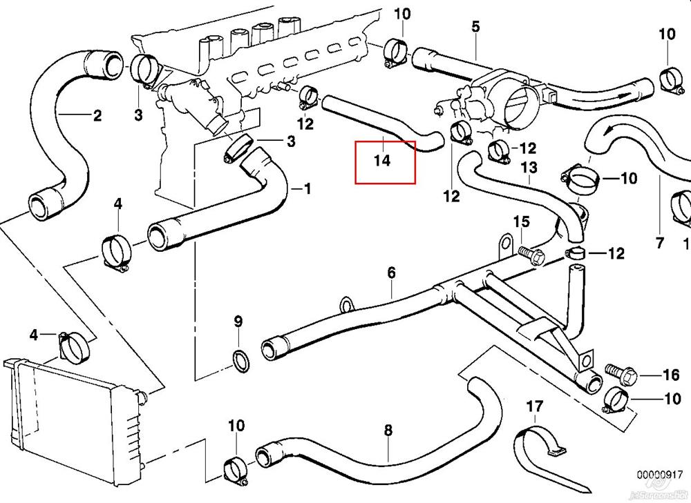 Przewód (króciec) ogrzewania przepustnicy do BMW 3 (E36)