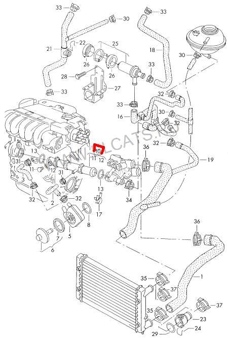 Przewód (króciec) termostatu Volkswagen Vento (1H2)