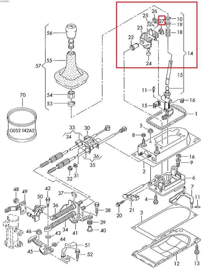 Do koszyka 357711590C VAG Tuleja mechanizmu zmiany biegów