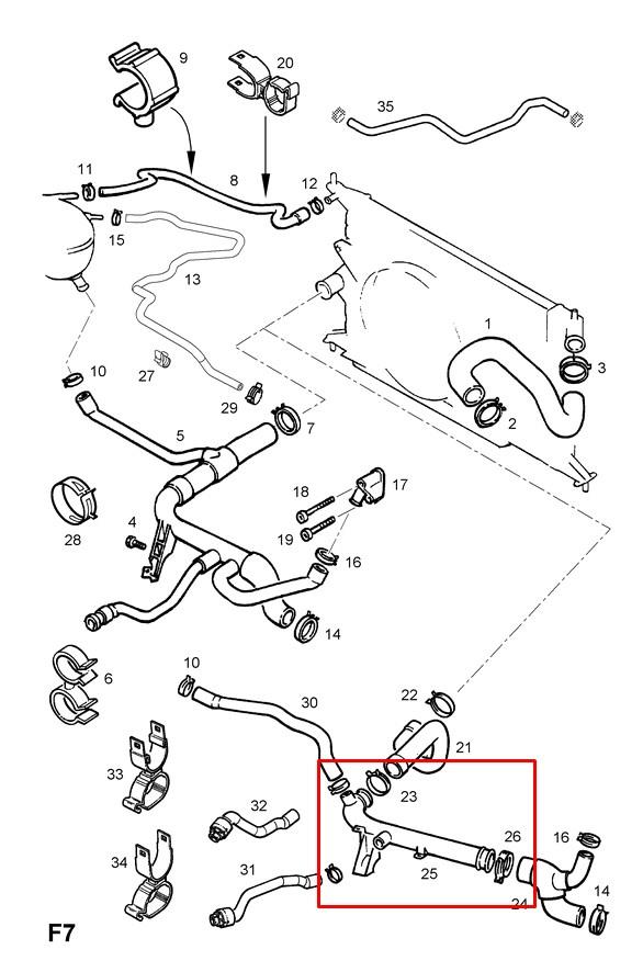 6336007 Opel Przewód (króciec) układu chłodzenia