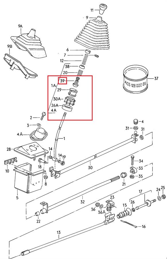 Dźwignia zmiany biegów do Volkswagen Transporter T3 24, 25, 251