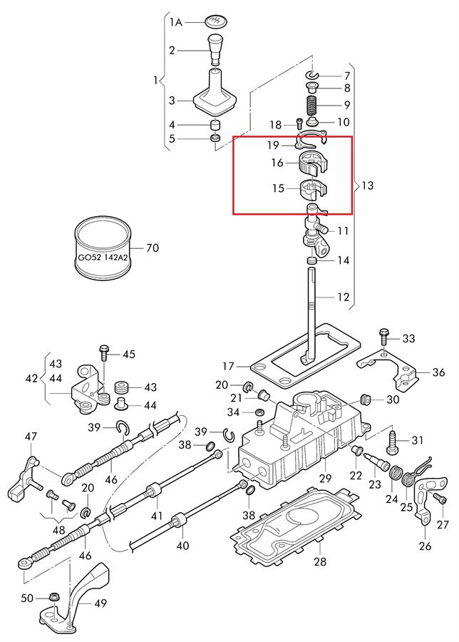 Tuleja mechanizmu zmiany biegów Audi TT (8N3)