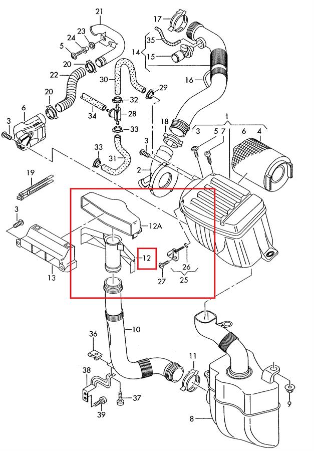 Wlot powietrza do filtra powietrza Seat Altea XL (5P5, 5P8)