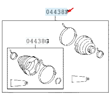 0443805080 Toyota Osłona przegubu homokinetycznego półosi przedniej zewnętrzna