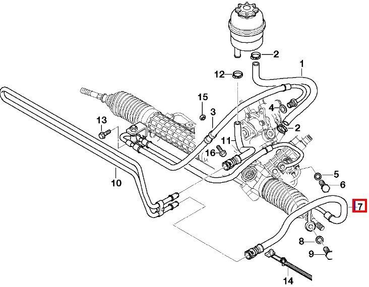 Przewód hydraulicznego układu wspomagania niskiego ciśnienia, od maglownicy do chłodnicy do BMW 3 (E46)