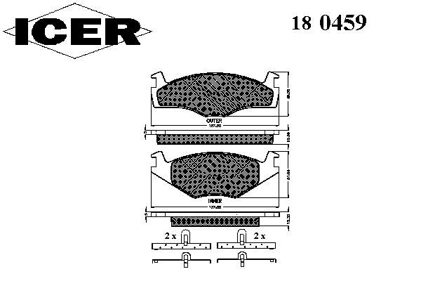 180459 Icer klocki hamulcowe przednie tarczowe