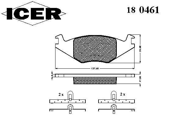 180461 Icer klocki hamulcowe przednie tarczowe
