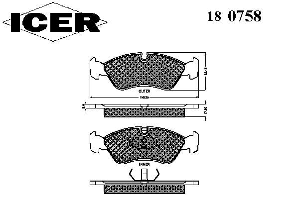 180758 Icer klocki hamulcowe przednie tarczowe