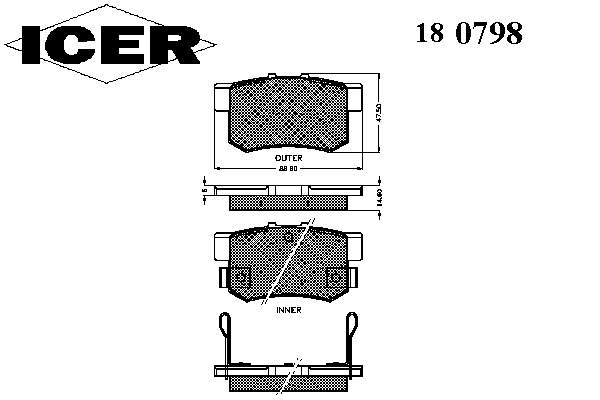 180798 Icer okładziny (klocki do hamulców tarczowych tylne)