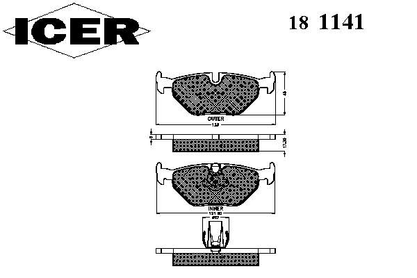 181141 Icer okładziny (klocki do hamulców tarczowych tylne)