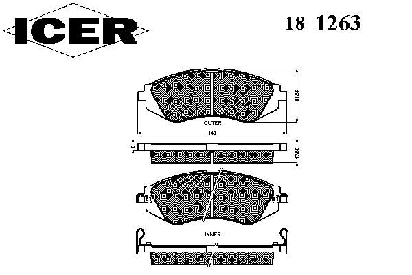 181263 Icer klocki hamulcowe przednie tarczowe