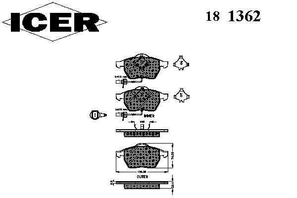 181362 Icer klocki hamulcowe przednie tarczowe