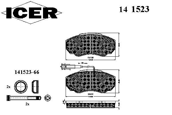 141523 Icer klocki hamulcowe przednie tarczowe