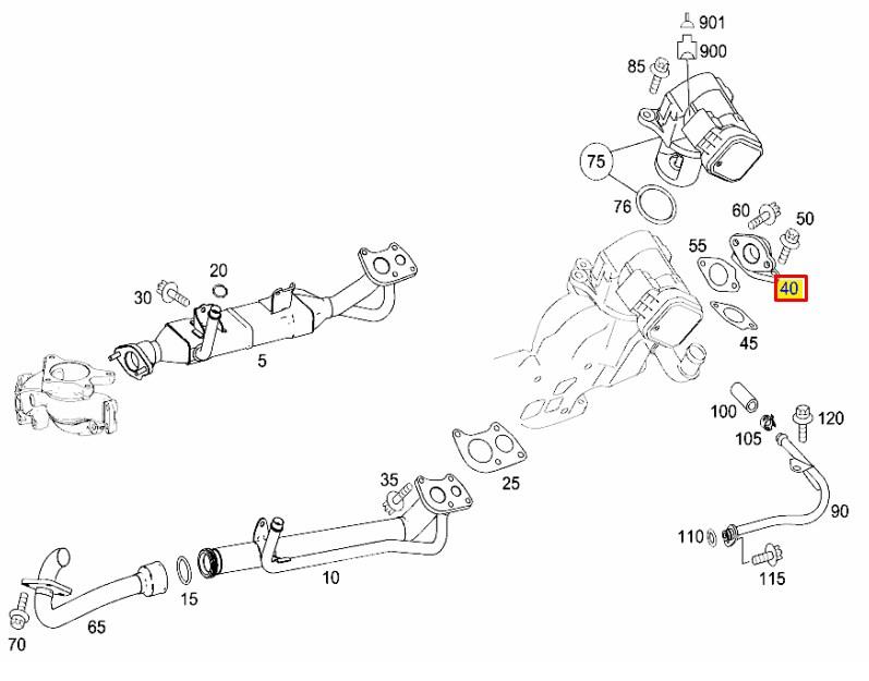Króciec układu recyrkulacji spalin 6421401308 Mercedes