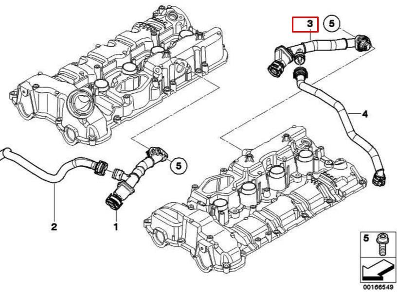 Króciec wentylacji kadłuba (separatora oleju) do BMW X6 (E71)