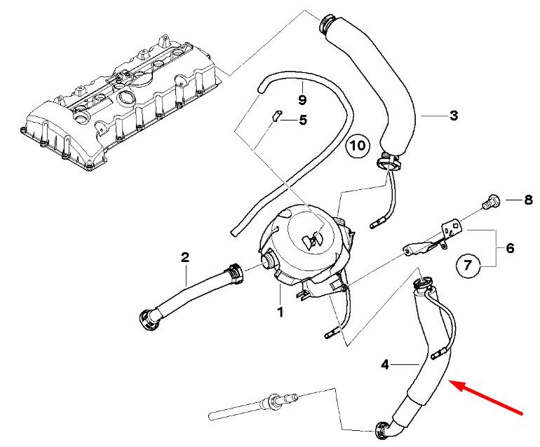 Króciec wentylacji kadłuba (separatora oleju) BMW 11157567801 cena, od 45,02 USD