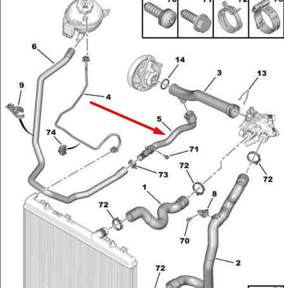1351NG Peugeot/Citroen przewód (króciec układu chłodzenia)