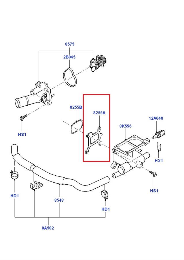 Do koszyka 1S7G8255BD Ford Uszczelka kołnierza (trójnika) układu chłodzenia