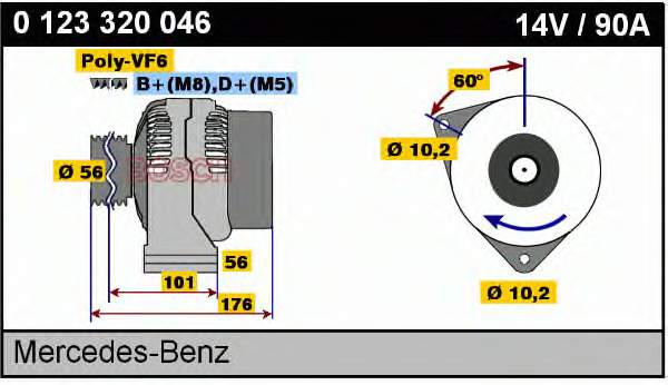 Do koszyka A0111540002 Mercedes Alternator