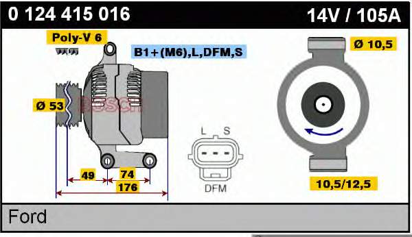 Alternator Ford 0124415030 cena, od 115,77 USD