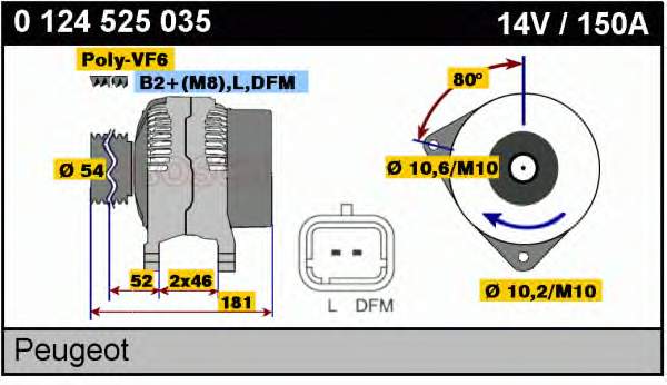 Alternator 0124525035 Bosch