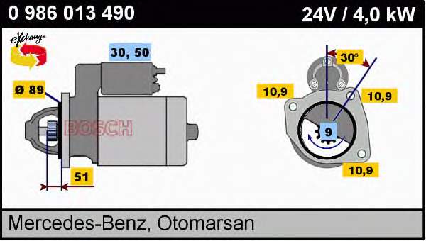 0986013490 Bosch Rozrusznik