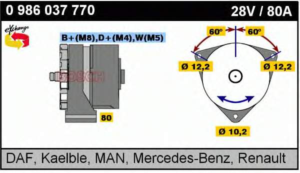 Alternator Mercedes 007154920287 cena, od 205,58 USD