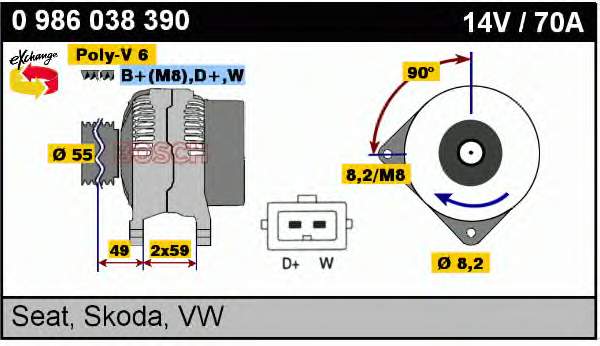 Alternator VAG 028903025HX cena, od 171,56 USD