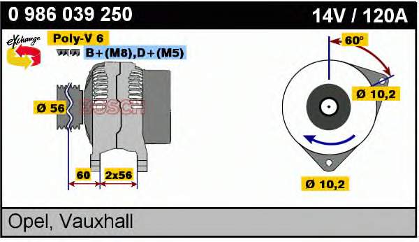 0986039250 Bosch alternator