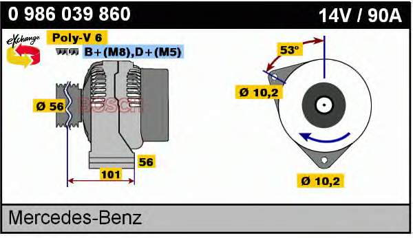 Alternator Mercedes 0091547602 cena, od 149,83 USD