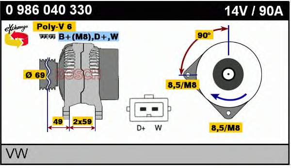 Alternator 305509090010 PSH