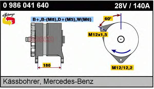 Alternator 1986A00004 Bosch