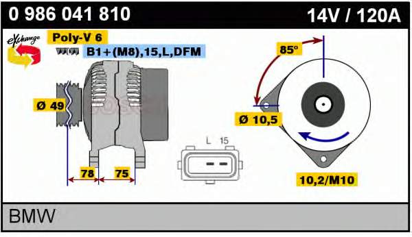 0986041810 Bosch Alternator
