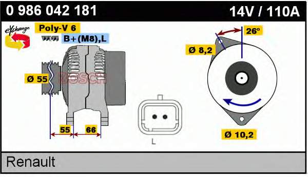 8200193100 Renault (RVI) alternator