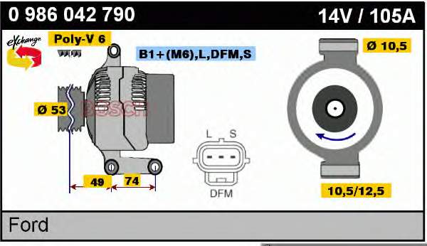 Do koszyka 0124415030 Ford Alternator