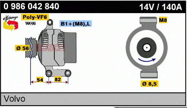 Do koszyka 0124525014 Volvo Alternator