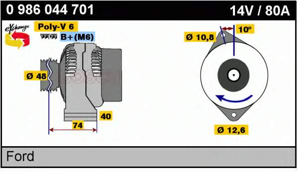 98AB10300GH Ford Alternator