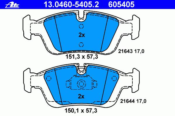Klocki hamulcowe przednie tarczowe ATE 13046054052 cena, od 26,74 USD