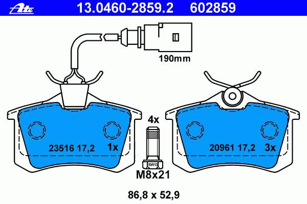 Okładziny (klocki) do hamulców tarczowych tylne VAG 7M3698451E cena, od 65,92 USD