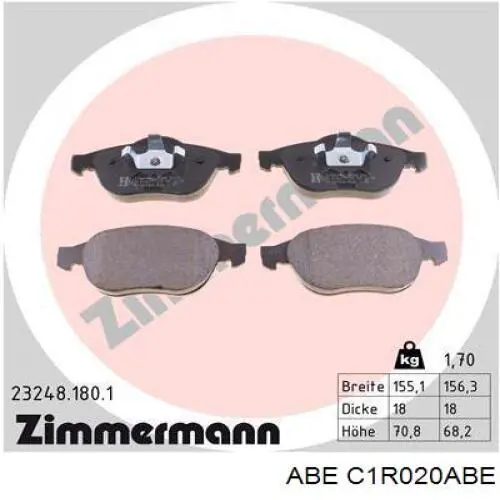 Do koszyka C1R020ABE ABE Klocki hamulcowe przednie tarczowe