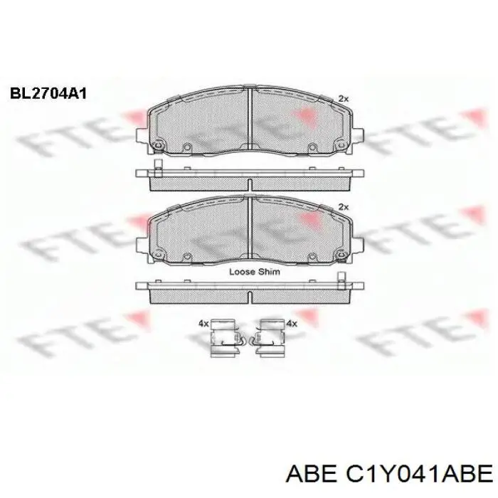 Klocki hamulcowe przednie tarczowe ABE C1Y041ABE cena, od 47,94 USD